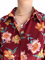 Women's Floral Print Button Up Blouse