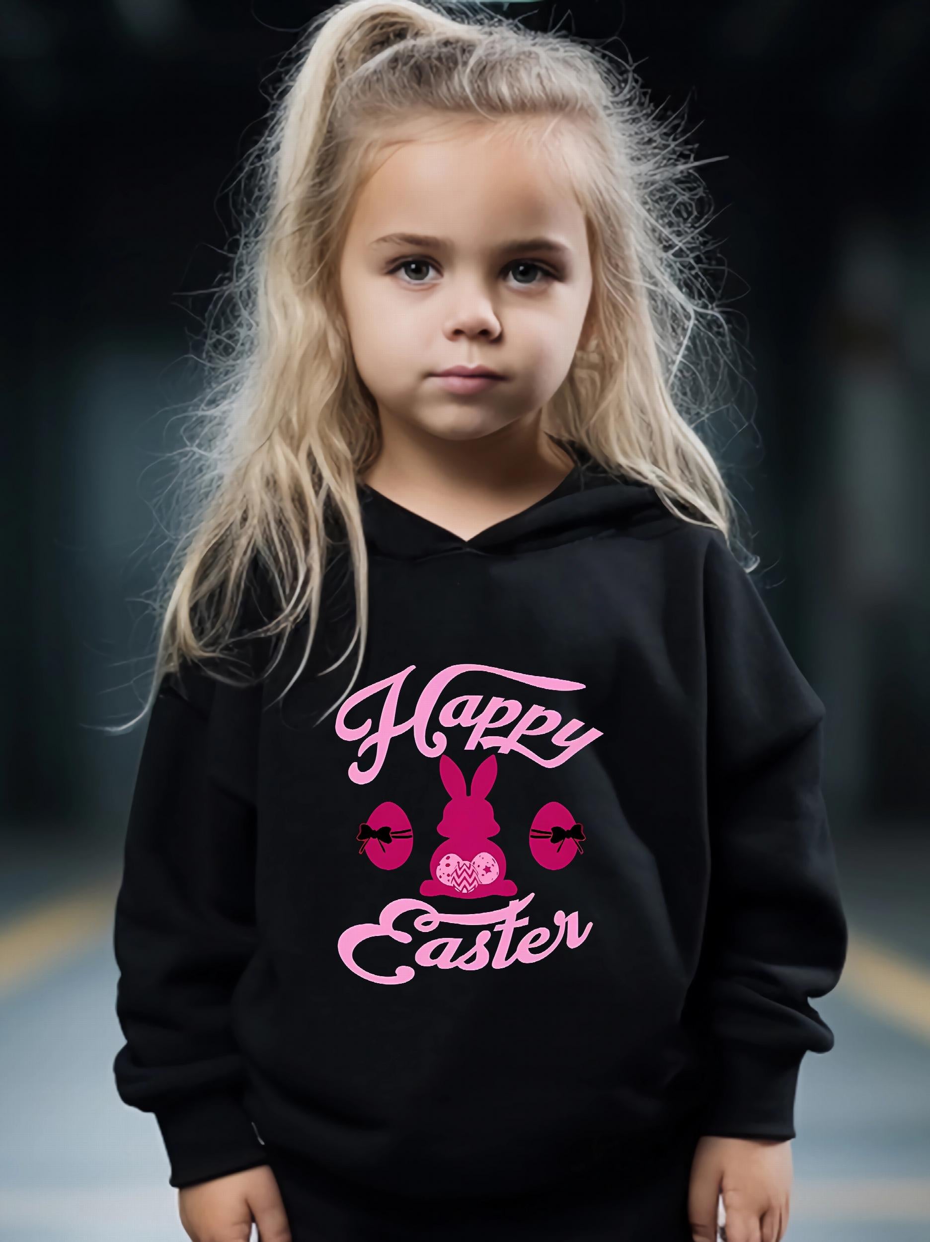 Rabbit Pattern Hooded Sweatshirt Girls Hoodies & Sweatpants