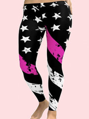 Women's Plus Crinkle Star & Stripe Print Yoga Leggings