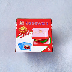 Wooden Playhouse Burger Fries Sandwich Set Matching Puzzle Food Cutting Toy