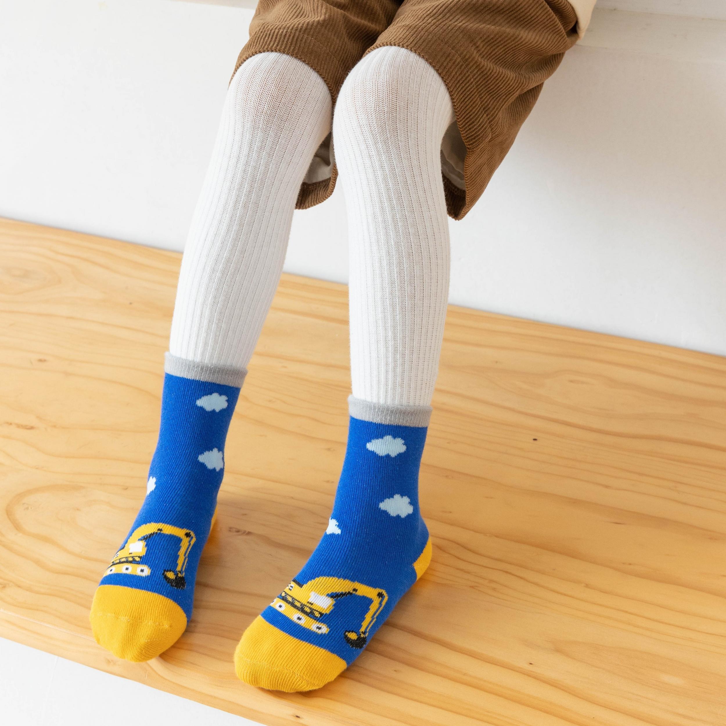5 Pairs Kids Cartoon Pattern Crew Socks