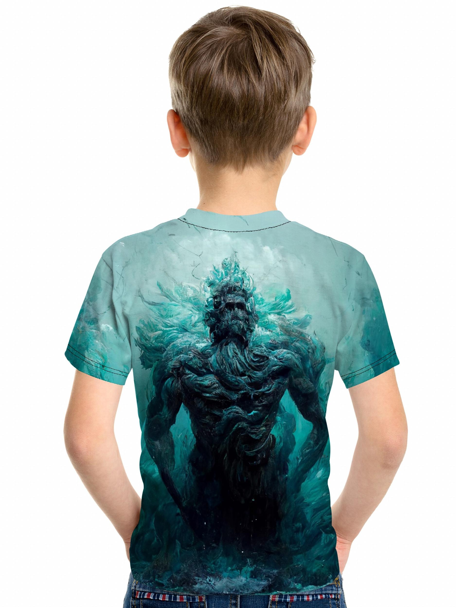 Giant 3D Print Boys Casual Tees Short Sleeve Comfy T-shirt Kids Summer Clothing