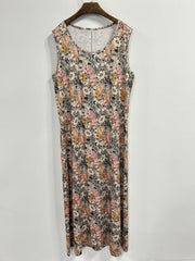 Floral Print Round Neck Maxi Tank Dress Plus Size