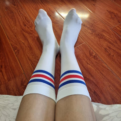 Striped Sports Socks 4 Pairs Women's Mid Tube Stockings