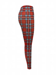 Plaid Print Block Yoga Pants High Stretch Leggings