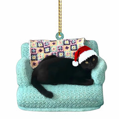 Christmas Cat Pendant Holiday Decor Cat Ornament Home Decoration