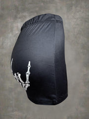 Hand Bone Print Casual Shorts for Women
