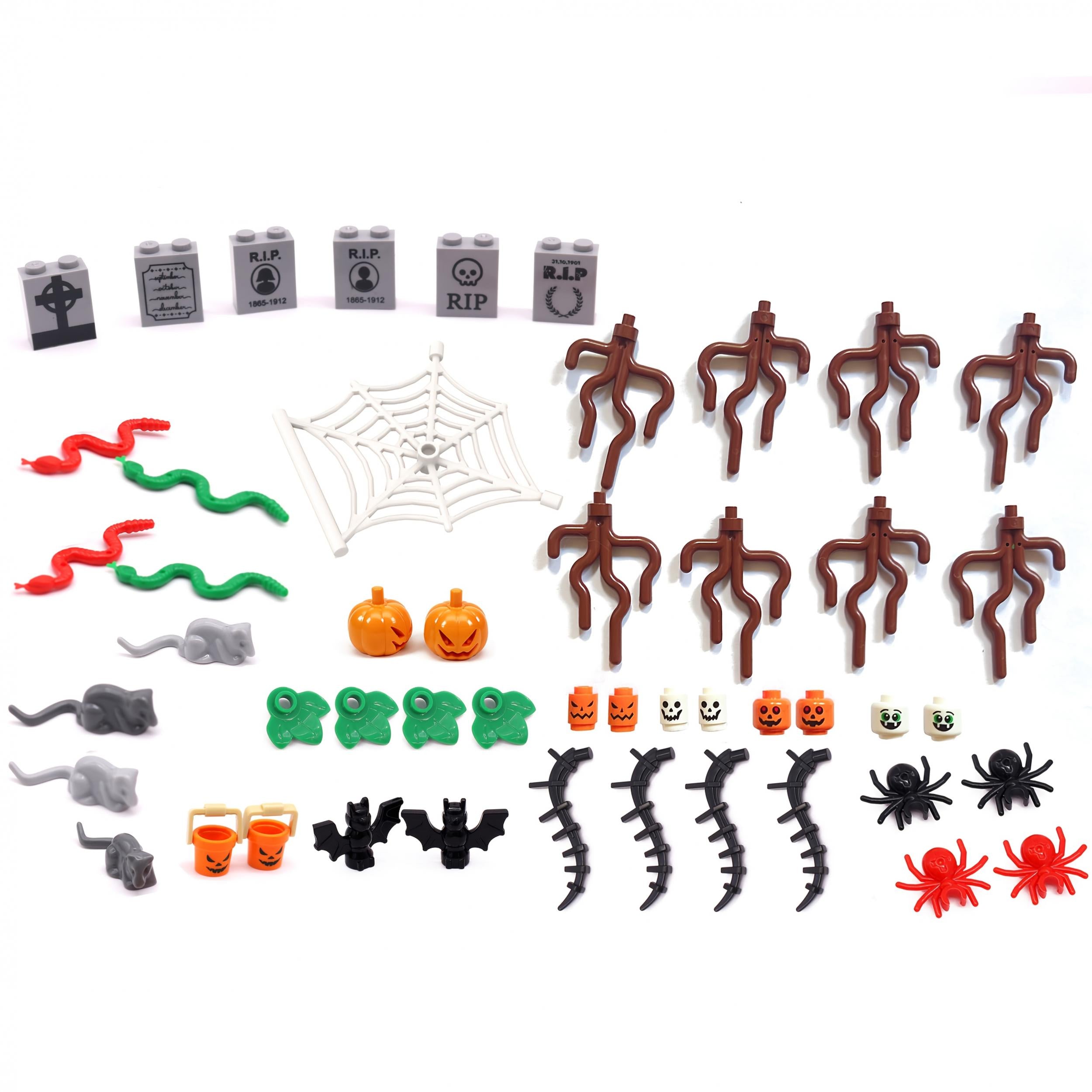 Halloween Building Blocks Set with Tomb Bat Spider & Pumpkin DIY Model Kit