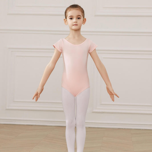 Short Sleeve Cotton Ballet Leotard for Girls