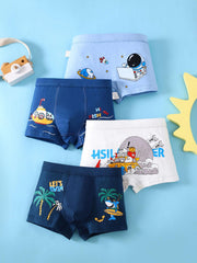 4 Pack Kids Cotton Cartoon Animal Print Underwear
