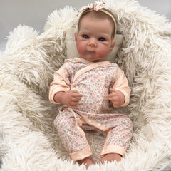 Realistic Reborn Youngsters Girl Doll Soft Vinyl Hand Drawn Hair & Floral Outfit
