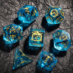 Aquamarine Glass Gemstone Dice Treasure Deep Sea Elves
