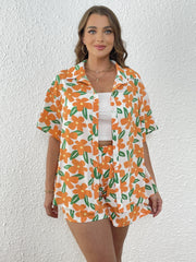Floral Print Blouse & Shorts Set