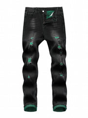Boys Ripped Jeans Slim Fit Washed Denim Pants