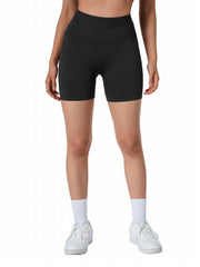 Solid Sports Fitness Shorts Women's High Waist Sports Tight Shorts