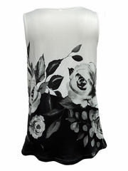 Floral Print V Neck Tank Top Sleeveless Casual Summer Women's Top