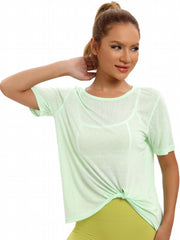 Women's Sports Yoga Short Sleeve Crew Neck T Shirt