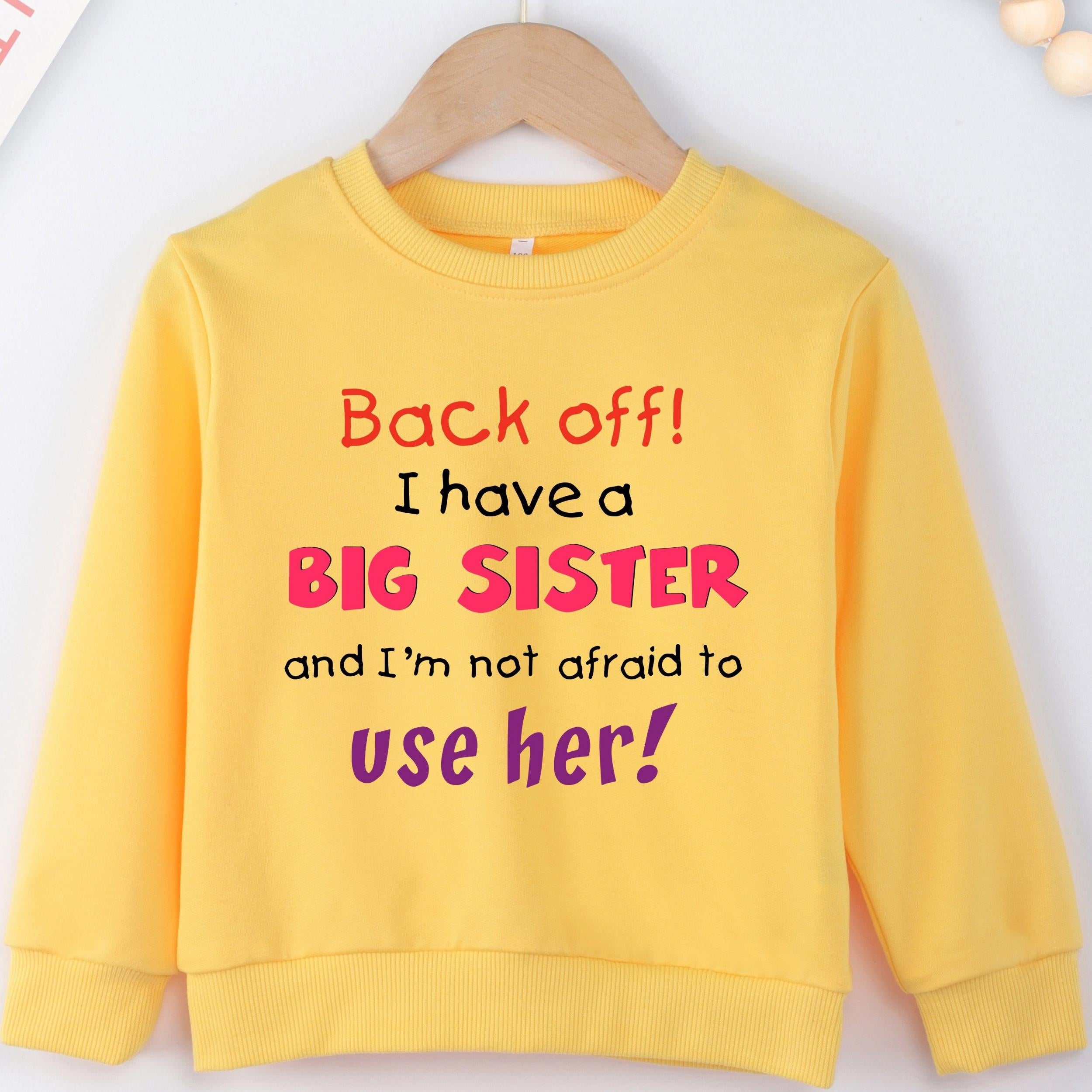 Girls 'Big Sister' Print Crew Neck Sweatshirt - Long Sleeve Pullover