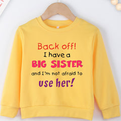 Girls 'Big Sister' Print Crew Neck Sweatshirt - Long Sleeve Pullover