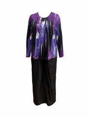 Women's Plus Brush Print Long Sleeve Top & Pants Set