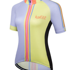 Women's Stylish Block Mountain Bike Jersey with Mock Neck Zipper