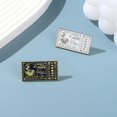 Metal Retro Movie Ticket Brooch For Backpack Bag