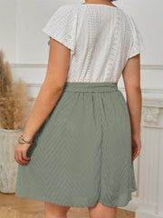 Casual Dress Colorblock Eyelet Embroidery Knot Front Square Neck Dress