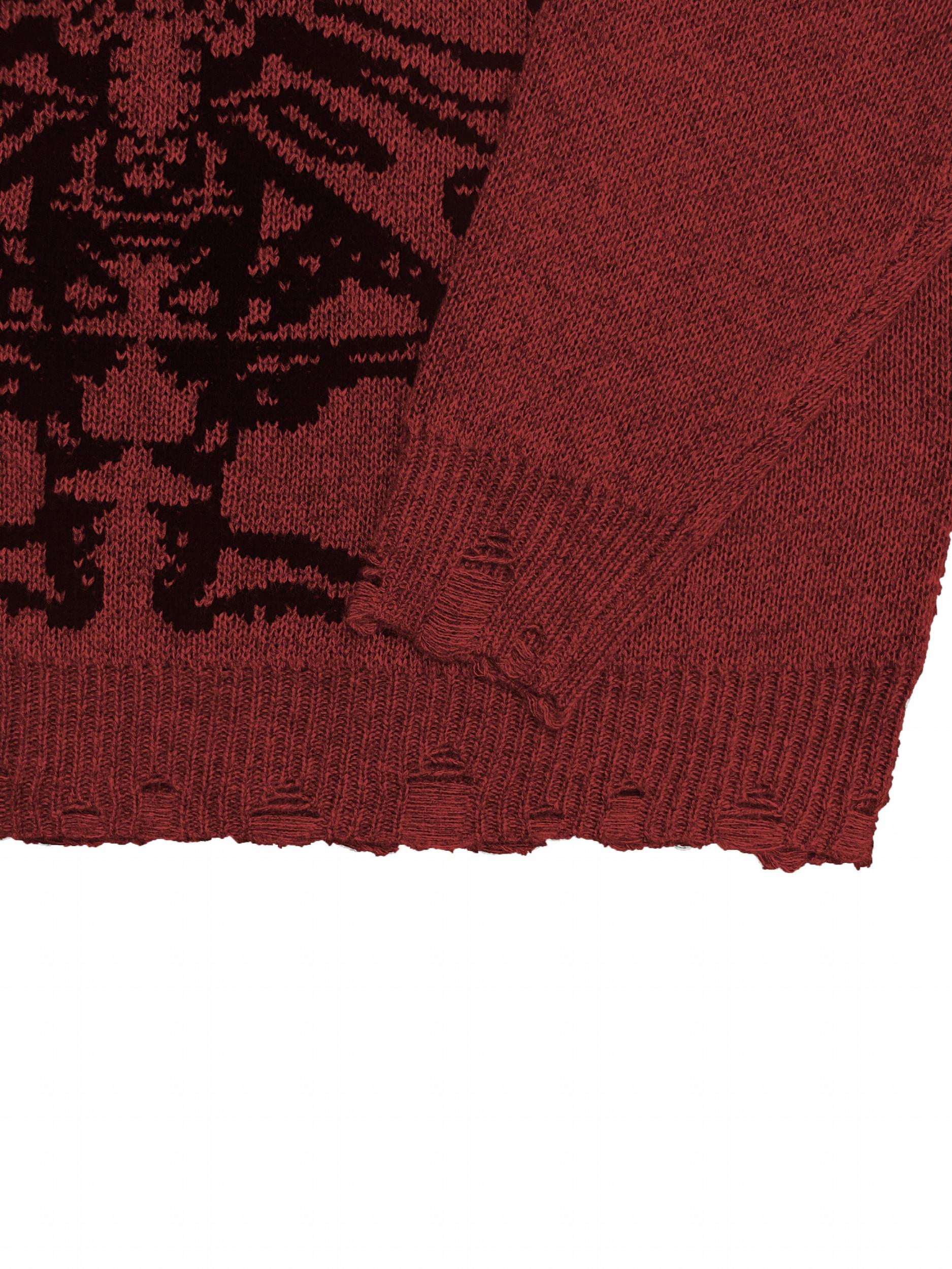 Goth Skeleton Print Ripped Sweater