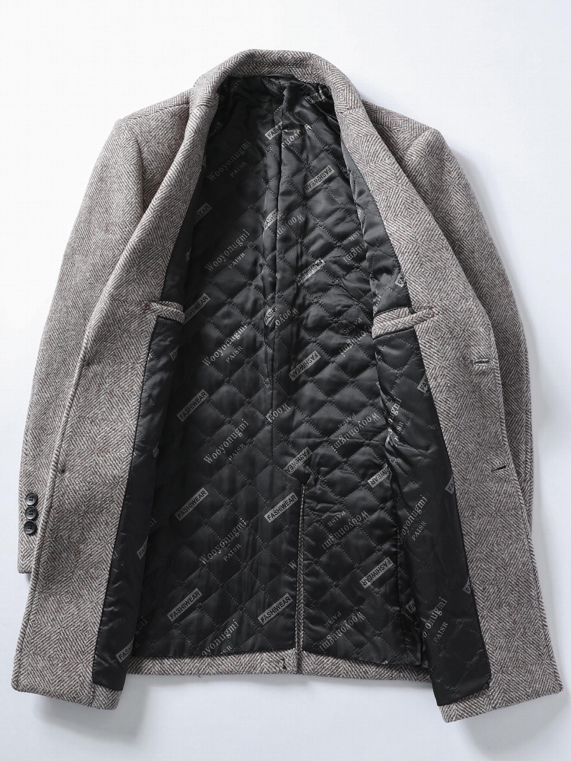 Men's Semi-Formal Mid-Length Button-Up Lapel Coat for Fall/Winter Business