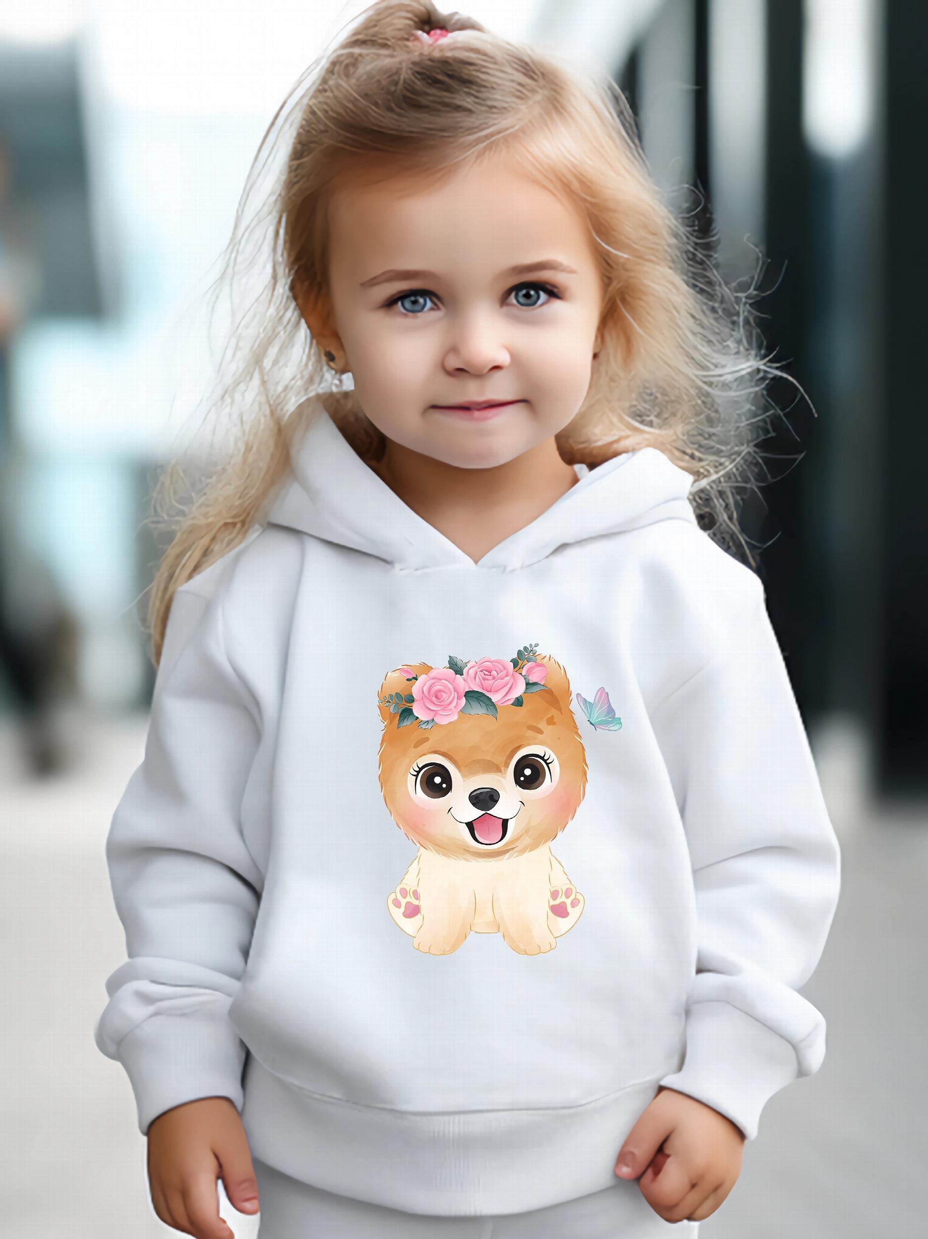 Flower Puppy Print 2pcs Girls Outfits For Sports Spring Fall Outdoor Gift