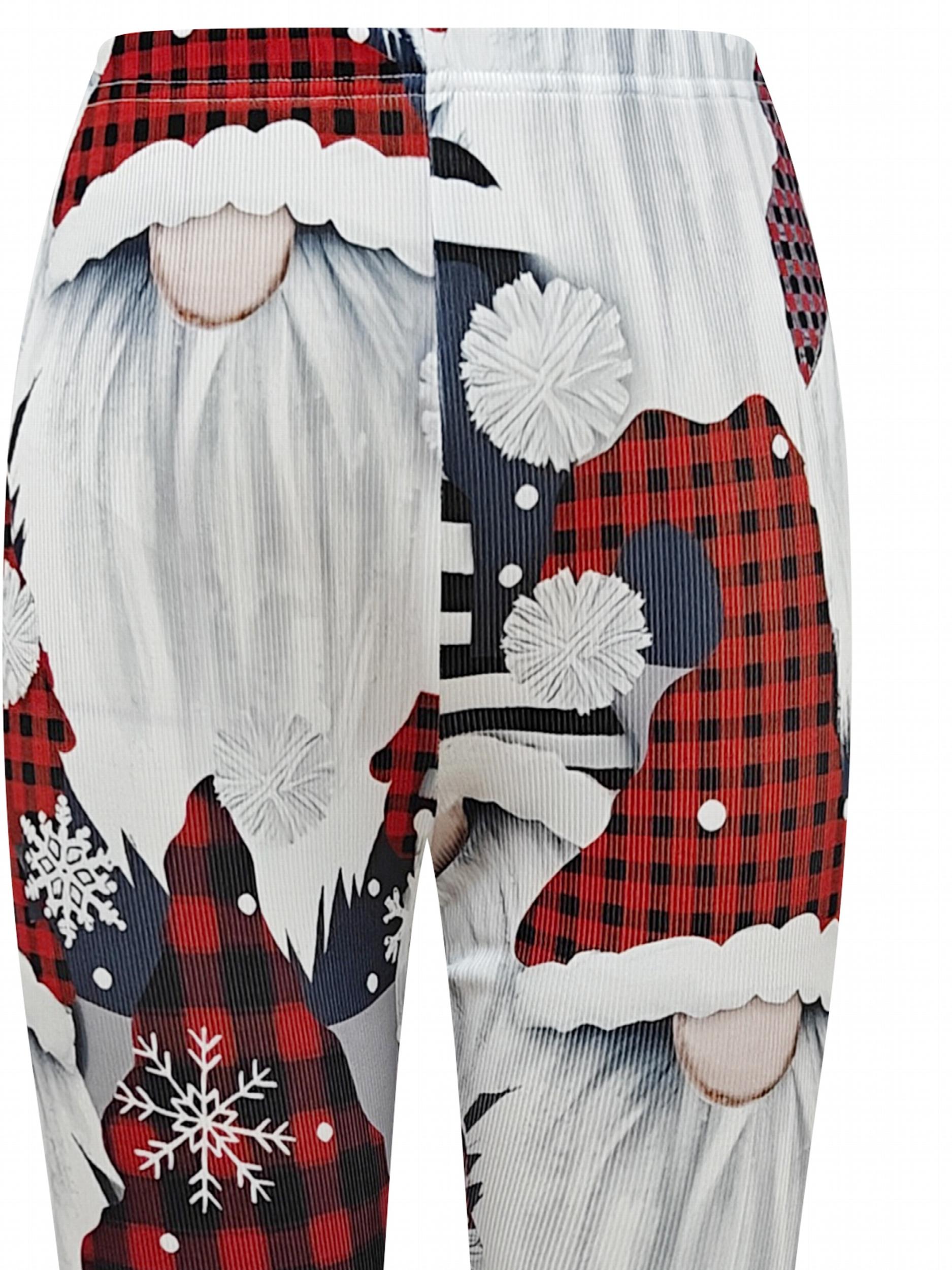 Christmas Santa Claus & Snowflake Pattern Yoga Pants