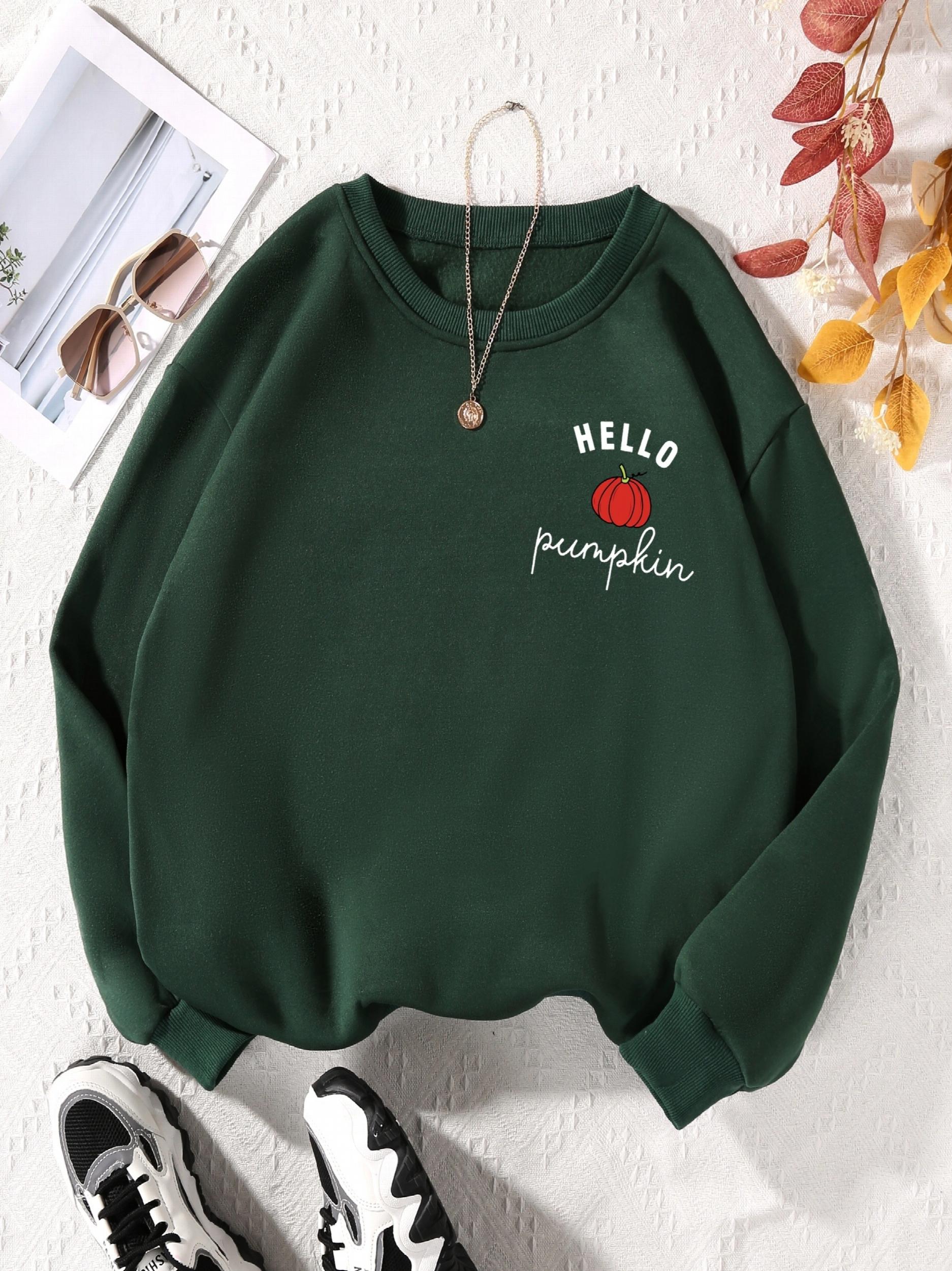 Pumpkin Print Sweatshirt Casual Long Sleeve Crew Neck Sweatshirt