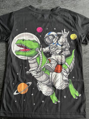 3D Printed Boy's Astronaut & Dinosaur T Shirt Active Stretchy Tee