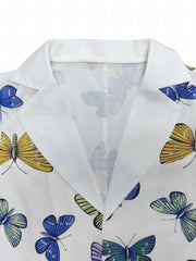 Butterflies Print Blazer Long Sleeve Office Work Women's Clothing