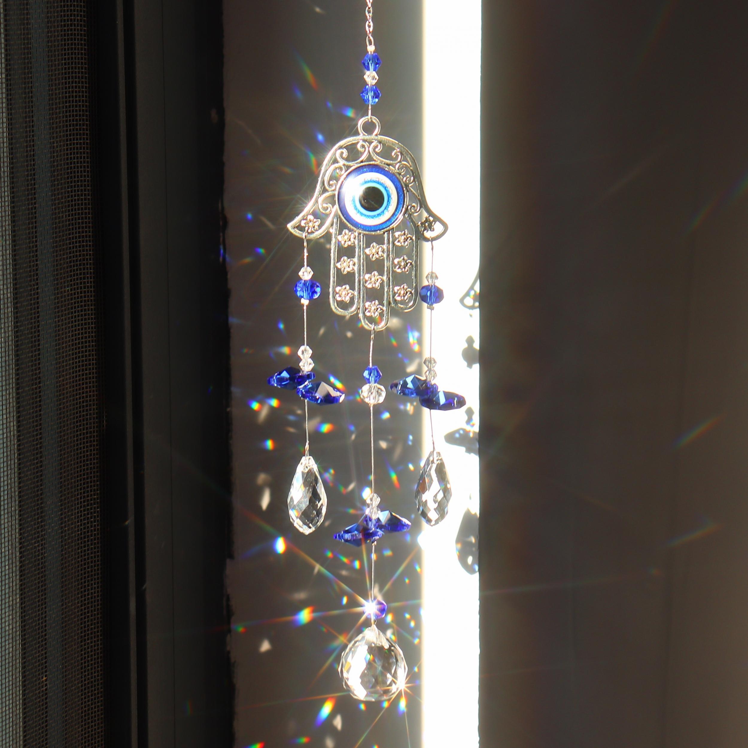 Crystal Evil Eye Suncatcher for Home Protection