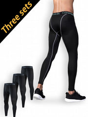 Men's Solid Pocket Leggings Active Compression Pants