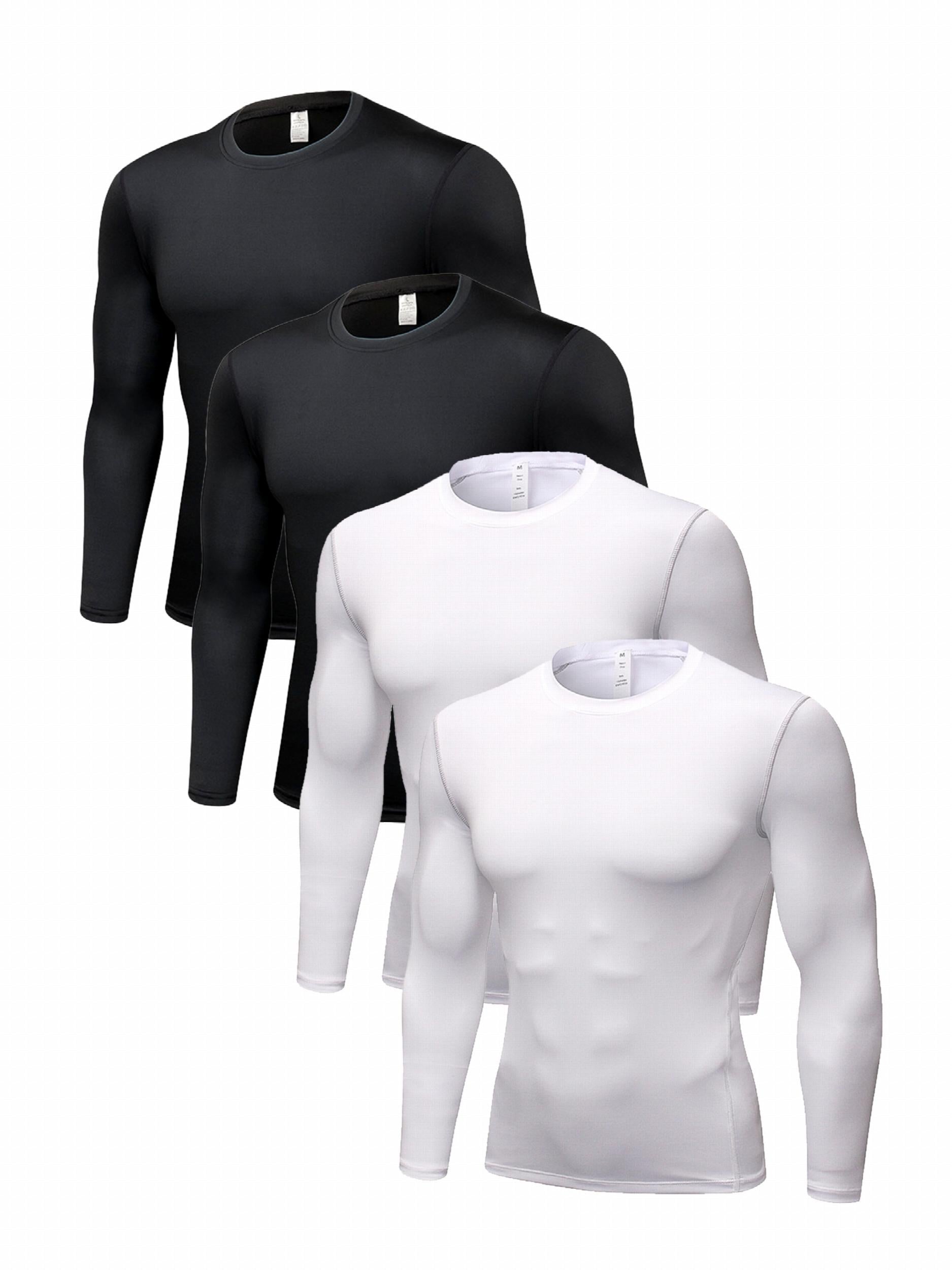 4 Pcs Men's Comfy Sports Compression T-shirts for Fitness Activities