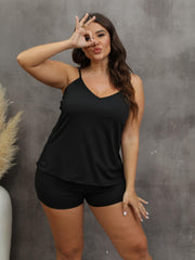 Sexy Pajamas Set Mesh Criss Cross Cami Top & Shorts Loungewear