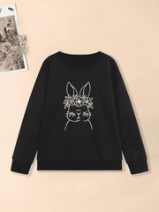 Flroal Rabbit Graphic Sweatshirt For Girls