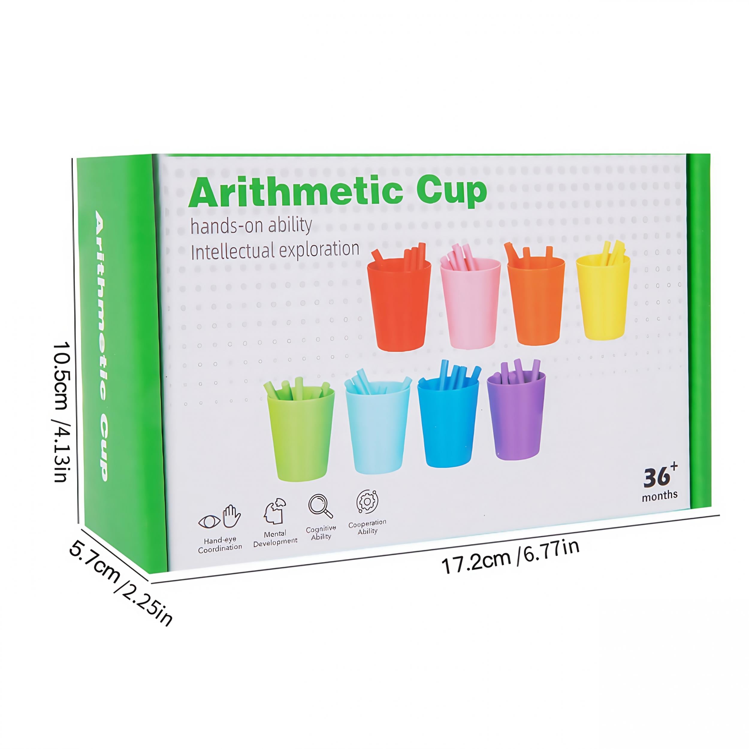 Wooden Number Matching Game with Counting Sticks & Colorful Cups