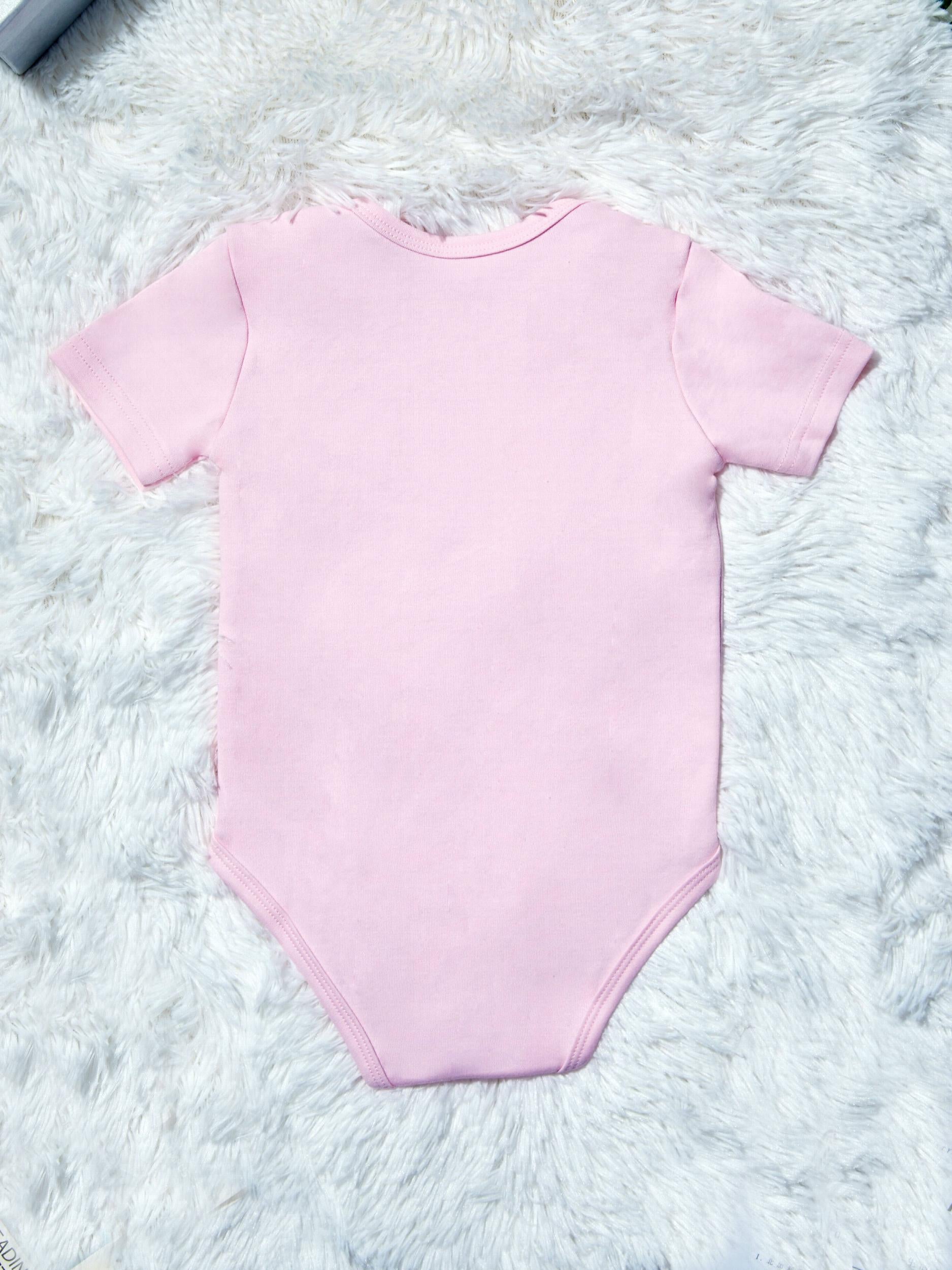 Cartoon Letter Print Short Sleeve Romper for Newborn Baby
