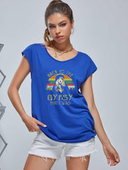 Girl Graphic Sports Tank Top V Neck Sleeveless Summer Tops