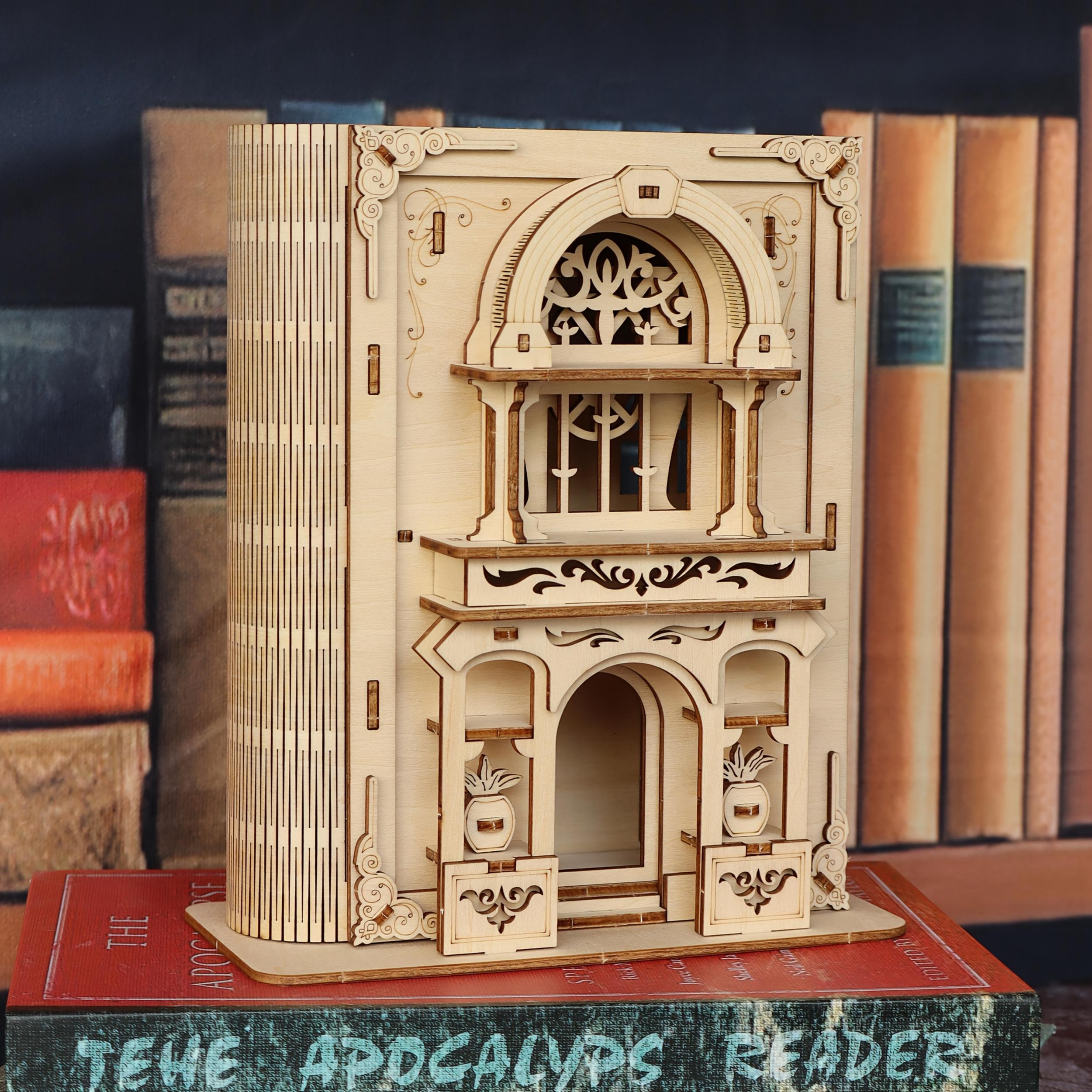 3D Wooden Puzzle Gothic Style Magic Book House DIY Building Decoration