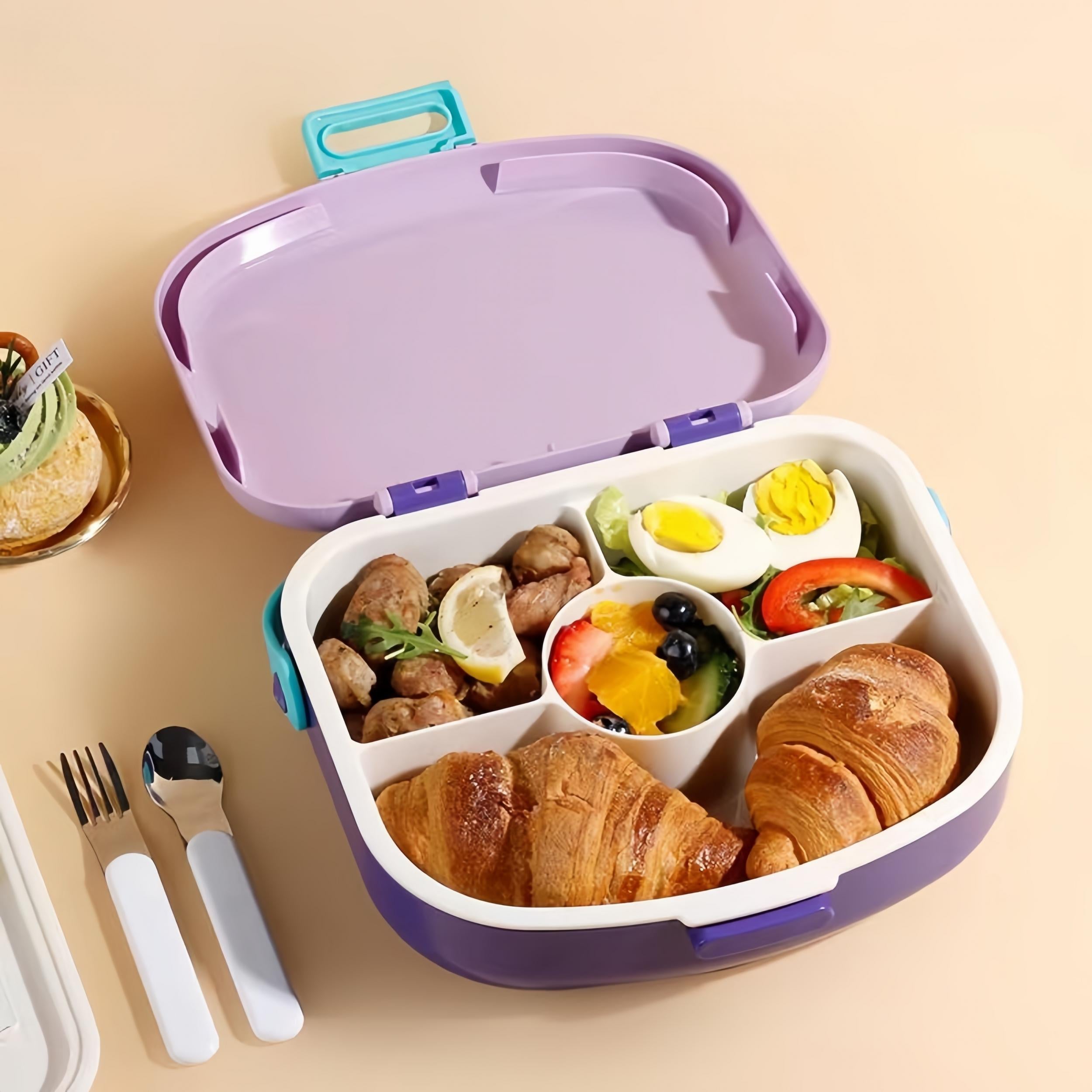Portable Bento Box 4-Compartment Leakproof Lunch Container for School and Work