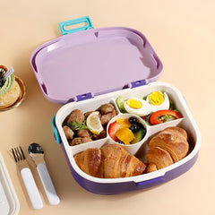 Portable Bento Box 4-Compartment Leakproof Lunch Container for School and Work