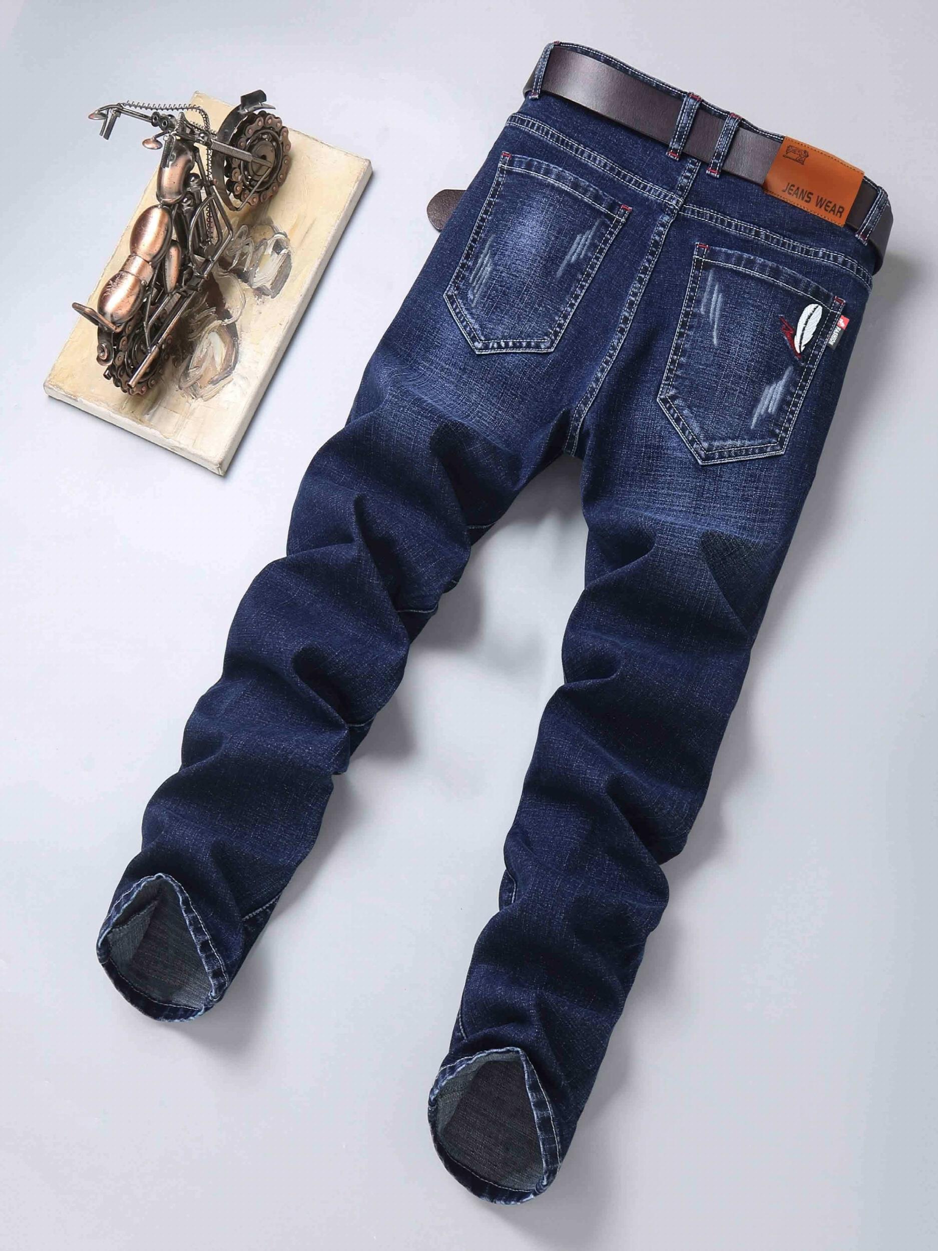 Men's Regular Stretch Denim Pants With Pockets