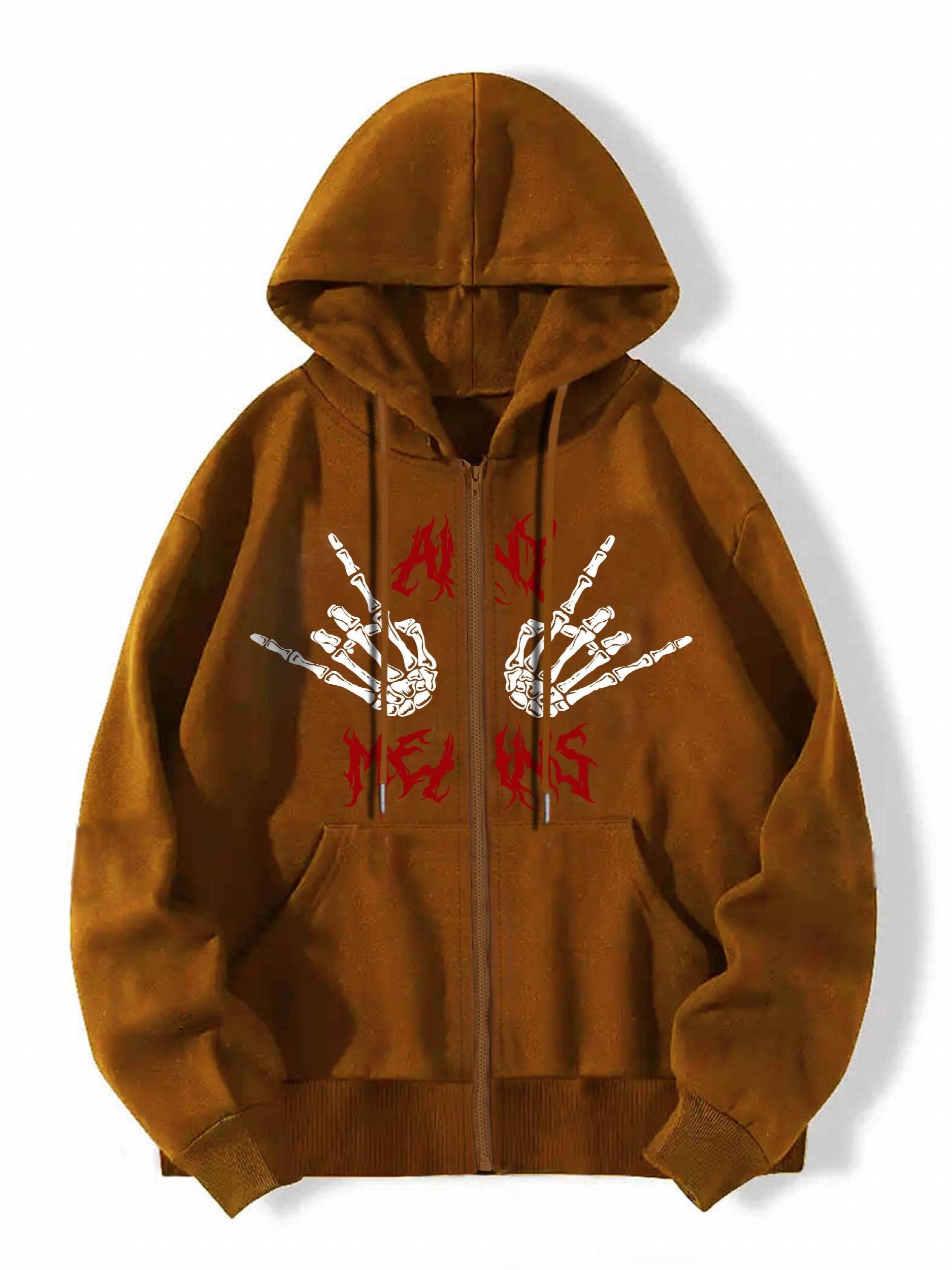Skeleton Hands Graphic Hooded Sweatshirt for Halloween
