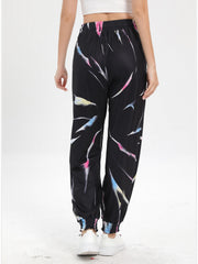 Colorful Print Sports Sweatpants Drawstring Elastic Waist