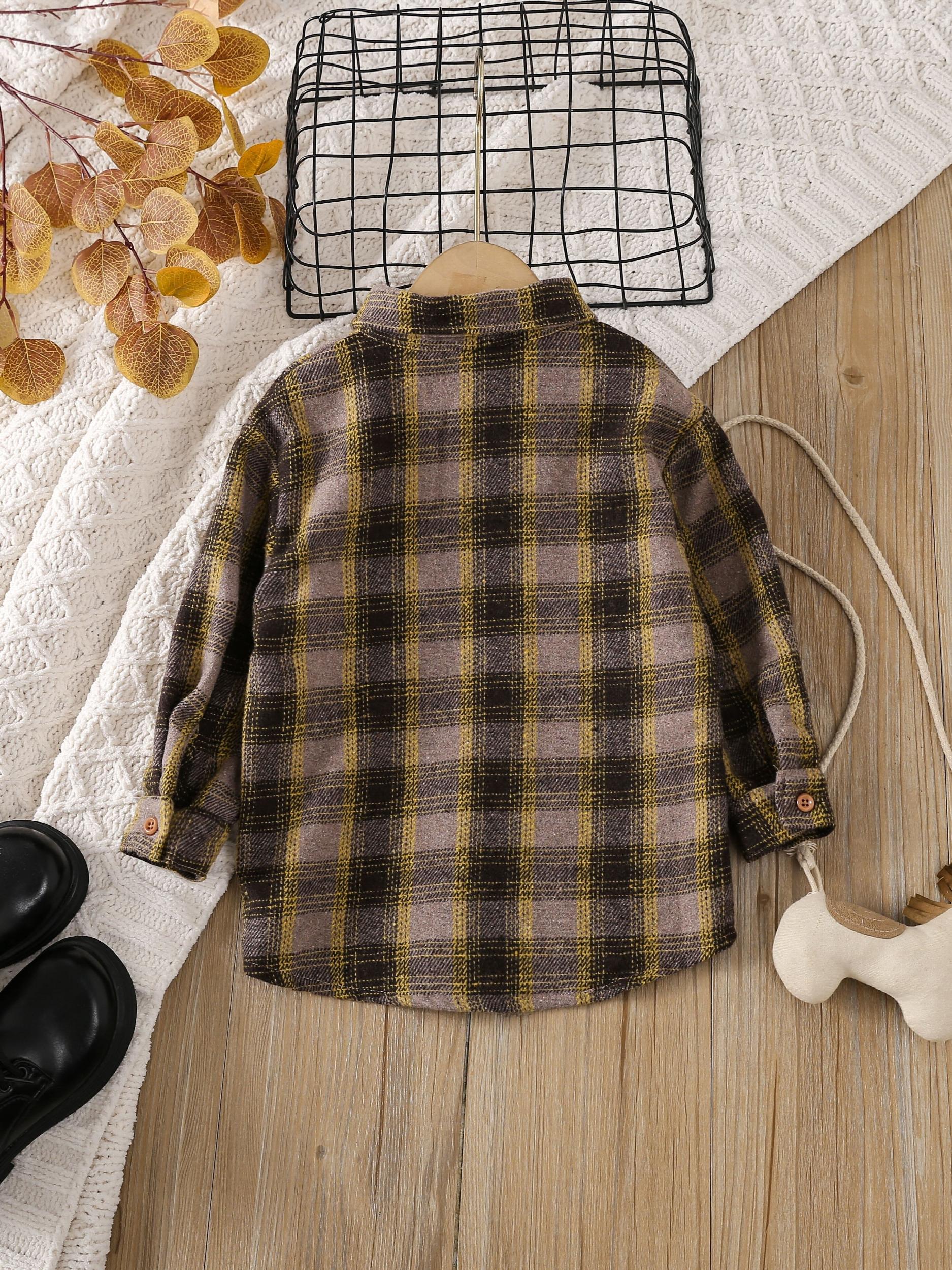 Baby Girls Plaid Shirts Button Down Lapel Long Sleeve Spring And Autumn