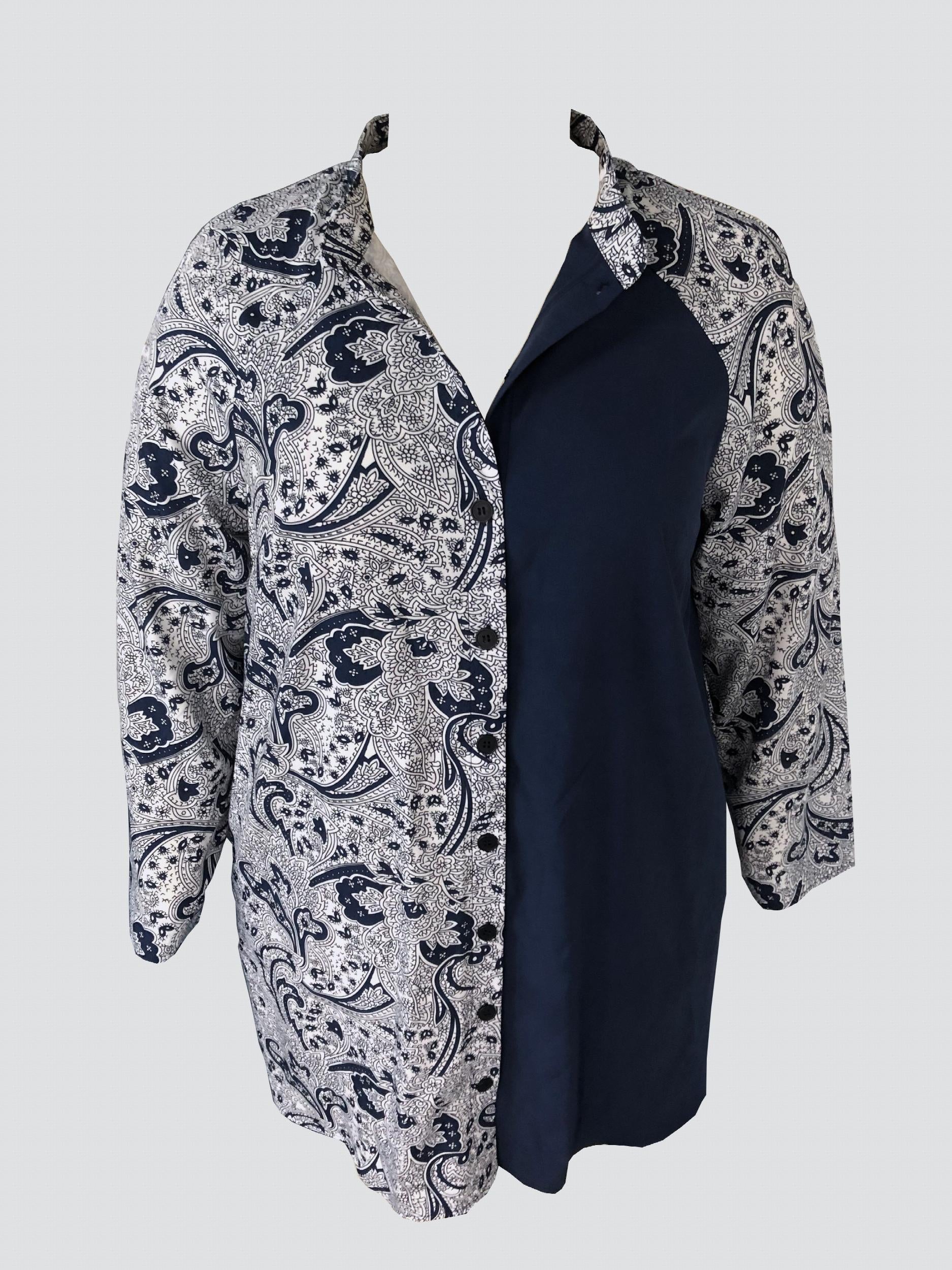 Boho Paisley Print Long Sleeve Dress Plus Size Button Up
